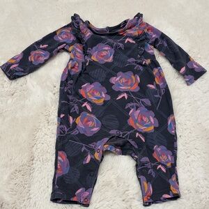 Tea Collection Baby Girls Dark Floral Romper 3-6 Months